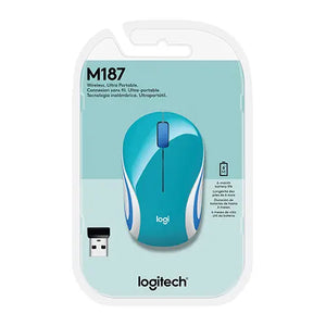 Mouse Mini Inalámbrico Logitech M187, Ultraportátil, Verde Azulado