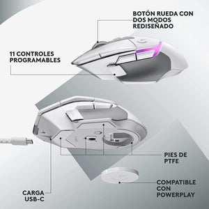 Mouse Gamer Logitech G502 X Plus, Wireless, 13 Botones, 25.600 DPI, Blanco