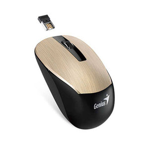 Mouse Inalámbrico Genius NX-7015, 3 Botones, 1.600 DPI, Receptor USB, Negro/Dorado