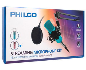 Kit de Micrófono Studio Philco, Incluye Soporte Tipo Araña, Filtro Antipop, USB, Color rosado