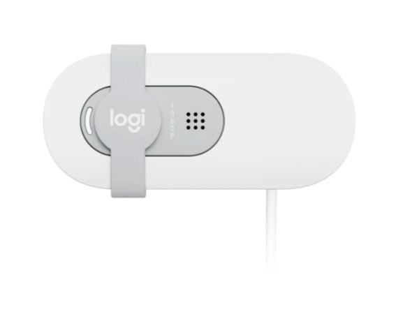 Cámara web Logitech Brio 100 Full HD, tapa de privacidad y micrófono integrado, Blanco Crudo