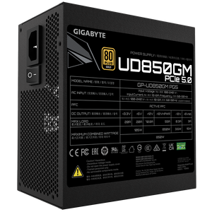 Fuente de Poder Gigabyte UD850GM PG5 de 850W (Full Modular, Certificada 80+ Gold, ATX)