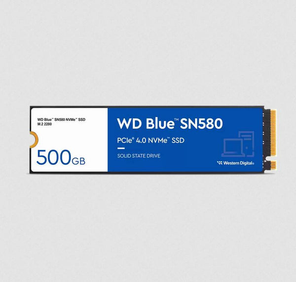 Unidad SSD 500GB WD Blue SN580 NVMe™ M.2 2280, PCIe Gen4 x4, Lectura 4000MB/s, Escritura 3600MB/s