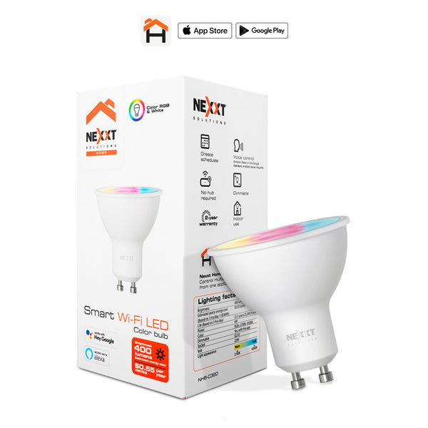 Ampolleta Nexxt GU10 LED inteligente Wi-Fi Multicolor 4W 400lm
