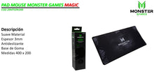 Cargar imagen en el visor de la galería, Mousepad Gamer Monster Games Magic, Espesor 3mm, Base de Goma Antideslizante, 400x200mm