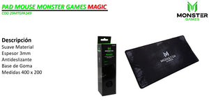 Mousepad Gamer Monster Games Magic, Espesor 3mm, Base de Goma Antideslizante, 400x200mm