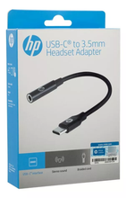 Cargar imagen en el visor de la galería, Adaptador de Audio HP DHC-TC131, USB-C a 3,5mm, Trenzado, Negro