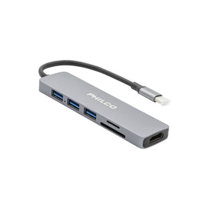 Adaptador Multipuerto Philco USB-C (HDMI, USB, SD/ MicroSD)