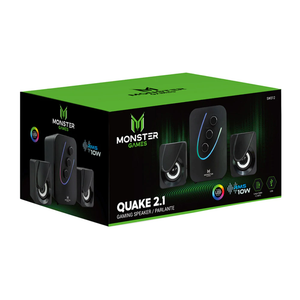 Subwoofer Monster Games Quake 2.1, 7 Colores Retroiluminados, Jack 3.5mm y USB, 10W
