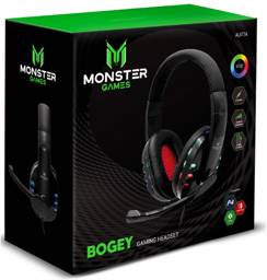 Audífonos Monster Games Bogey, Stereo 3.5mm, Retroiluminación RGB, Cable 1.8 metros