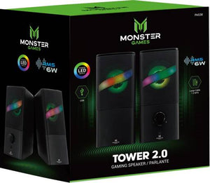 Parlante Monster Gamer Tower 2.0, Retroiluminación 7 Colores, 6W
