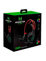 Audífonos Gamer Monster Games Trap, Over-Ear, Retroiluminación RGB, Negro