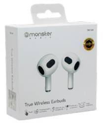 Audífonos Monster TWS Earbuds, In-Ear, Batería 4 Horas Continuas, Blanco