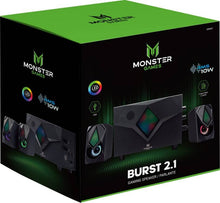Cargar imagen en el visor de la galería, Subwoofer Monster Games Burst 2.1, 7 Luces de Color, Conexión Jack 3.5mm y USB, 10W