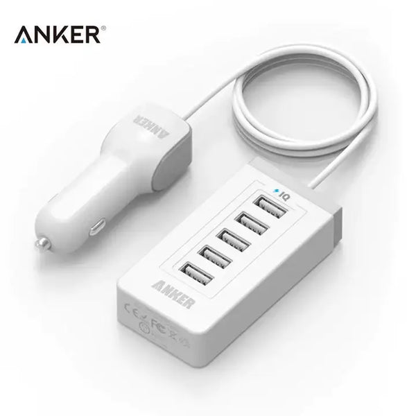 Cargador para Automóvil Anker, 5 Puertos USB, Blanco, A2311