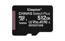 Cargar imagen en el visor de la galería, Memoria MicroSDXC 512GB Kingston Canvas Select Plus 100R A1 C10, Lectura hasta 100MB/s