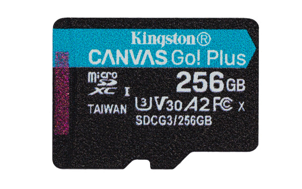 Tarjeta de Memoria Kingston microSDXC Canvas Go Plus, 256GB, Lectura 170MB/s, Escritura 90Mb/s*Producto disponible en 48 horas hábiles*