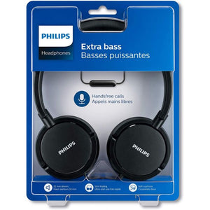 Audífonos con Micrófono Philips Extra Bass, Over-Ear, Diseño Plegable, Negro