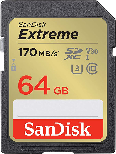 SanDisk Tarjeta de memoria SDXC UHS-I Extreme de 64 GB - C10, U3, V30, 4K, UHD, tarjeta SD