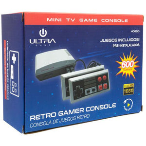 Consola de Videojuegos Retro Ultra, 600 Juegos en 8bit, 2 Controles, Salida HDMI Full HD 1080p