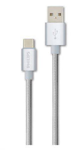 Cable USB-C Philips, Largo 1.2 Metros, Trenzado, White