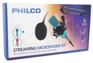 Kit de Micrófono Studio Philco, Incluye Soporte Tipo Araña, Filtro Antipop, USB, Color azul