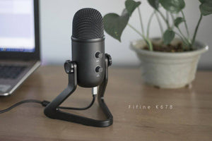 Micrófono de Estudio Gamer FIFINE 678, Monitoreo de baja latencia, Botón Mute para Podcasting