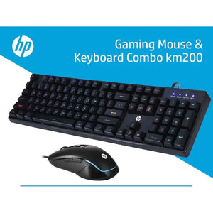 Kit Gamer Mouse + Teclado HP KM200, Teclado Membrana, Mouse 6 Botones, Luces RGB, Negro