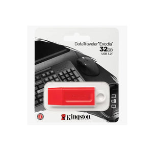 Pendrive Kingston Exodia, 32GB, USB 3.2 Gen 1, Rojo