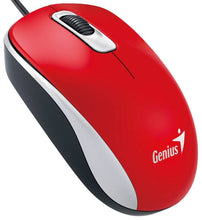 Cargar imagen en el visor de la galería, Mouse Genius DX-110, USB, Óptico, 3 botones, Ambidiestro, Rojo