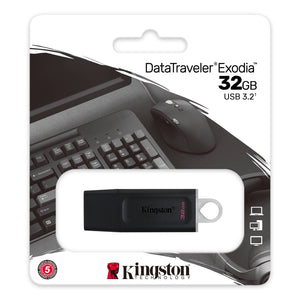 Pendrive Kingston Exodia, 32GB, USB 3.2 Gen 1, Negro