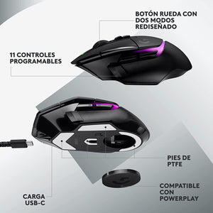 Mouse Gamer Logitech G502 X Plus, Wireless, 13 Botones, 25.600 DPI, Negro