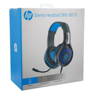 Audífonos Gamer HP DHE-8010, LED, Jack 3.5mm, USB, Negro/Azul