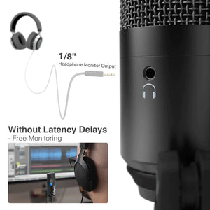 Micrófono de Estudio Gamer FIFINE K670, Jack de Monitoreo de Baja Latencia, para Podcasting
