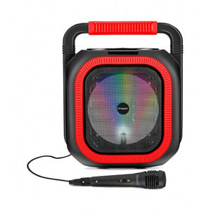 Parlante Karaoke Philco de 2000W TWS, Bluetooh 5.0, Radio FM, LED Multicolor, Rojo