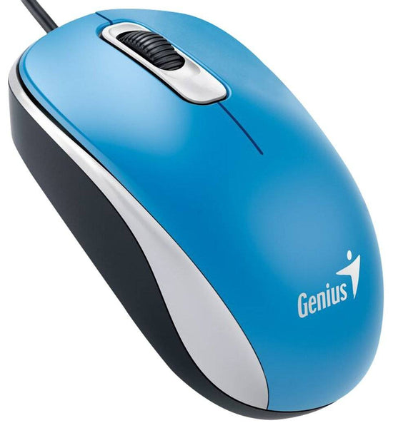 Mouse Genius DX-110, USB, Óptico, 3 botones, Ambidiestro, Azul
